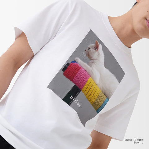 予約：urday【Animal／White Cat／G】フォトTシャツ（1143866）ホワイト/urday（マミアン）