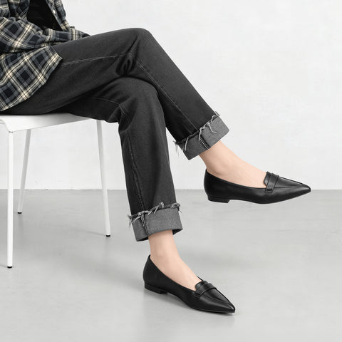 10% OFF: 2024SSBI: Low-cut pointed-toe loafers (124) Black