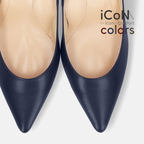 20%OFF：2024AW：iCoN COLORS：ポインテッドトゥ スムース パンプス（C76533）ネイビー/mamian（マミアン）