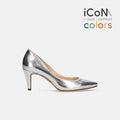 15%OFF：2025SS：iCoN COLORS：ポインテッドトゥ スムース パンプス（C76533）シルバー/mamian（マミアン）