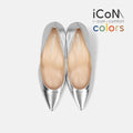 15%OFF：2025SS：iCoN COLORS：ポインテッドトゥ スムース パンプス（C76533）シルバー/mamian（マミアン）