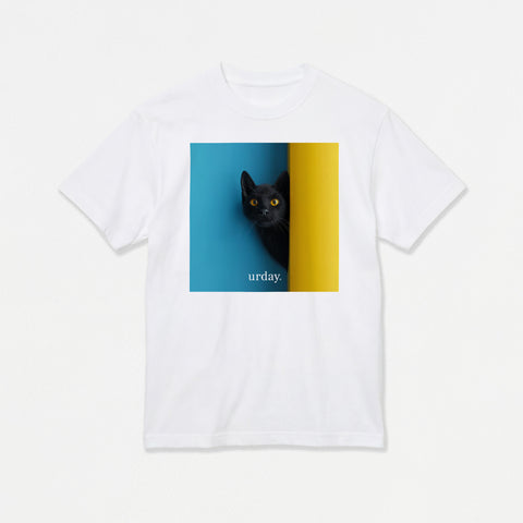 予約：urday【Animal／Black Cat／BY】フォトTシャツ（2649413）ホワイト/urday（マミアン）