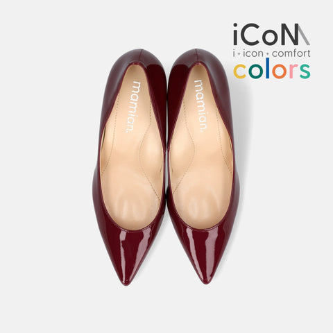 iCoN COLORS：ポインテッドトゥ エナメル パンプス（C76531）ボルドーE/mamian（マミアン）
