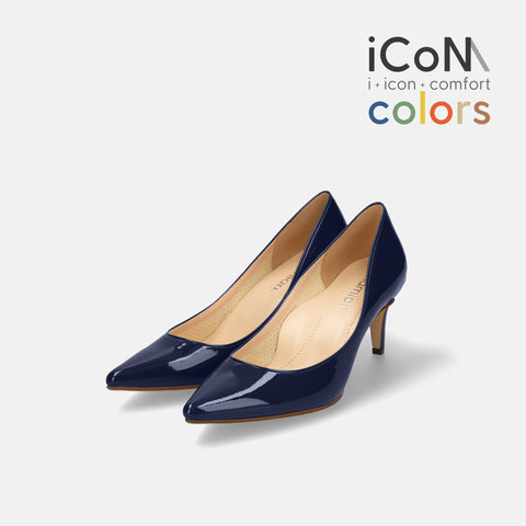 15%OFF：2025SS：iCoN COLORS：ポインテッドトゥ エナメル パンプス（C76531）クラシックネイビー/mamian（マミアン）