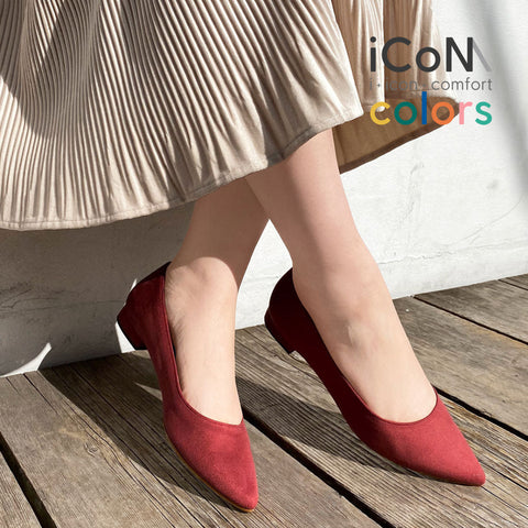 30%OFF：iCoN COLORS：ポインテッドトゥ スエード フラットシューズ（C20142）ボルドーS/mamian（マミアン）