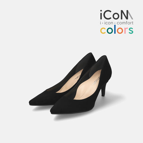 20%OFF：2025AW：iCoN COLORS：ポインテッドトゥ スエード パンプス（C76532）ブラックS/mamian（マミアン）