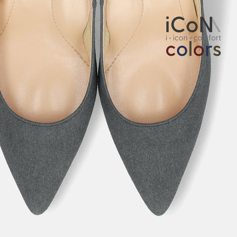 30%OFF：iCoN COLORS：ポインテッドトゥ スエード パンプス（C76532）チャコールS/mamian（マミアン）