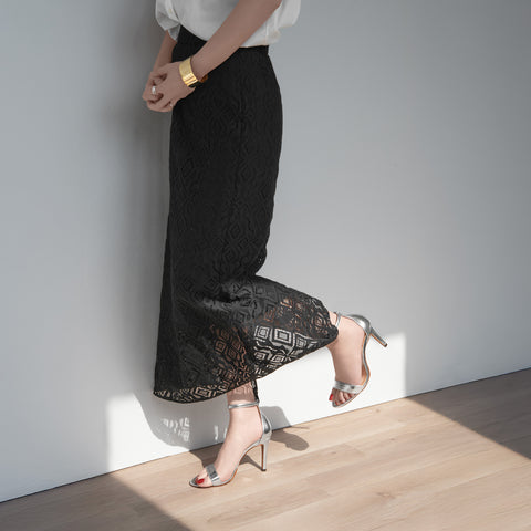 2026SS：ハイヒール ライン サンダル（3570）シルバー/mamian（マミアン）