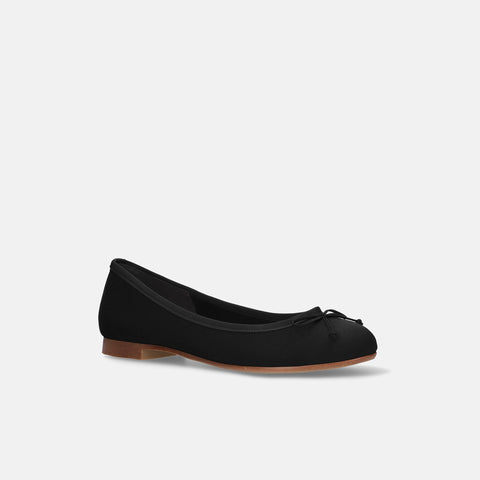 予約：2026AW：ラウンドトゥ バレエシューズ（m10201）ブラックサテン