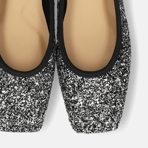 予約：2025AW：グリッター フラットシューズ（m10309）シルバーグリッター/mamian（マミアン）