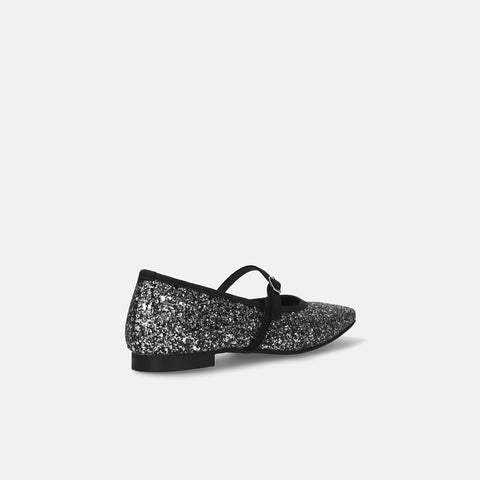 2025AW：スクエアトゥ メリージェーン フラット（m10310）シルバーグリッター/mamian（マミアン）