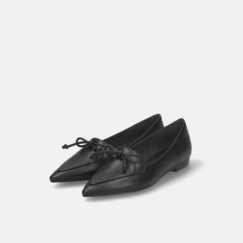 2025AW：紐リボン フラット ローファー（m17061）ブラック/mamian（マミアン）