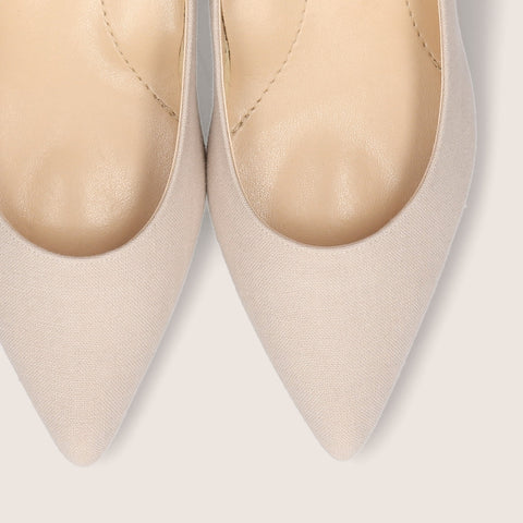 iCoN COLORS：ポインテッドトゥ リネン パンプス（C57175）グレージュL/mamian（マミアン）