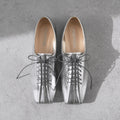 2026SS：レースアップフラットシューズ（m10311）シルバー/mamian（マミアン）