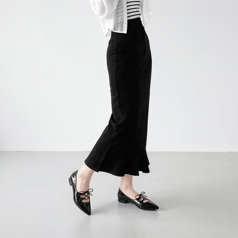 予約：レースアップ フラットシューズ（m17068）ブラックE