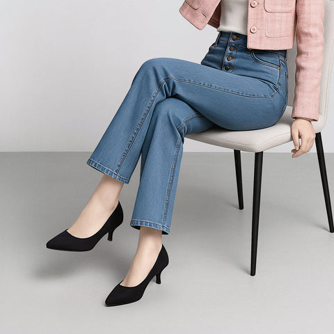 2025AW：ポインテッドトゥ スエードパンプス（m55225）ブラックS/mamian（マミアン）