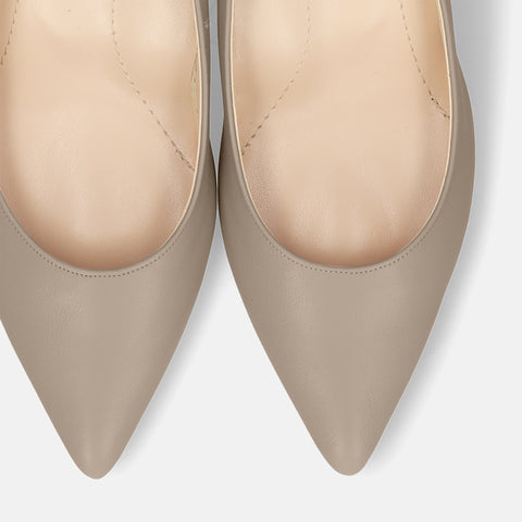 10% OFF: 2024SS: iCoN COLORS: Pointed Toe Smooth Pumps (C57173) Greige