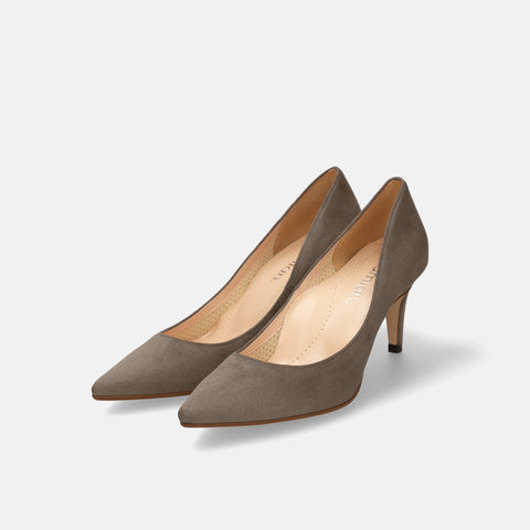 2025AW：iCoN COLORS：ポインテッドトゥ スエード パンプス（C76532）グレージュS/mamian（マミアン）