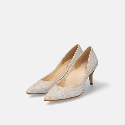 予約：2026SS：iCoN COLORS：ポインテッドトゥ リネン パンプス（C76535）キナリL