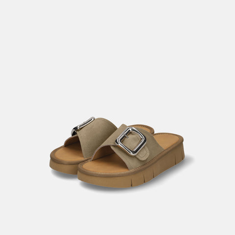 40%OFF：シルバーバックル 厚底 サンダル（cs05）カーキS/mamian セレクトアイテム（マミアン）