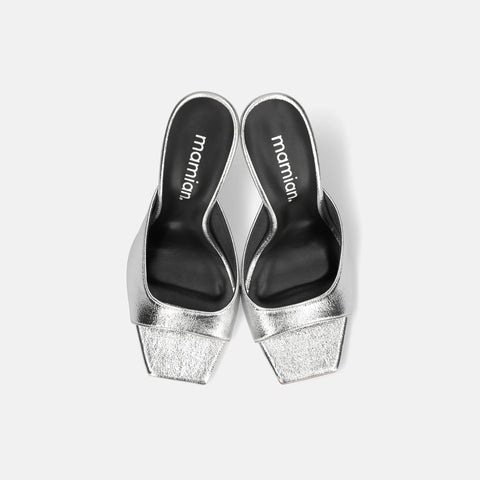 15% OFF: 2024SS: Square Toe Simple Mule (m96104) Silver