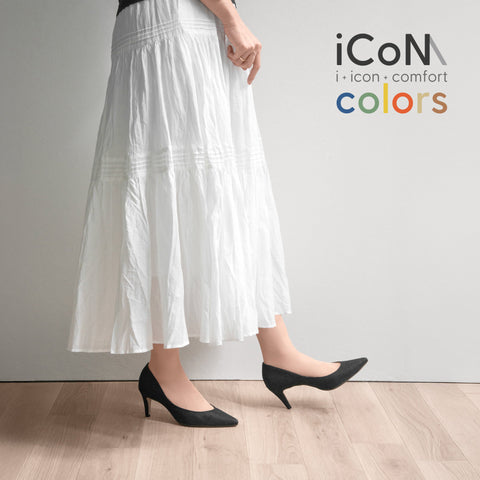 15%OFF：2025SS：iCoN COLORS：ポインテッドトゥ リネン パンプス（C76535）ブラックL/mamian（マミアン）