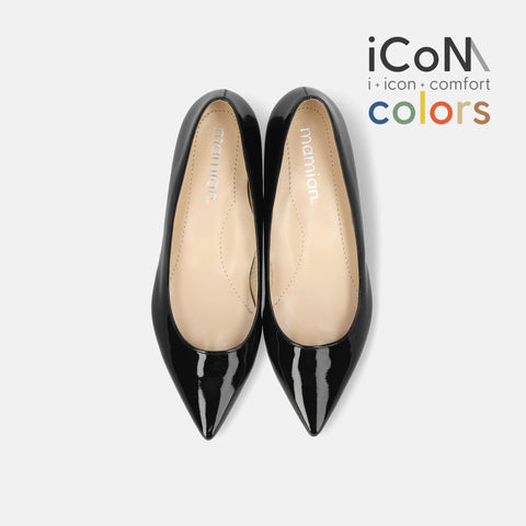 予約：2026SS：iCoN COLORS：ポインテッドトゥ フラットシューズ（C20143）ブラックE フラット／バレエ